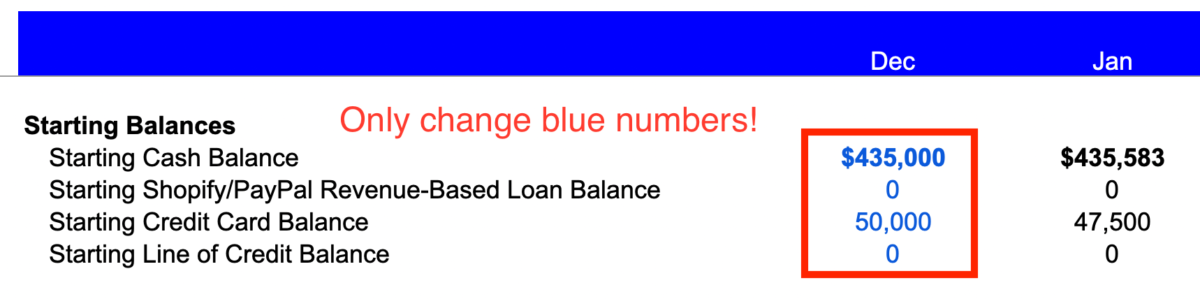 Beginning Cash Balance
